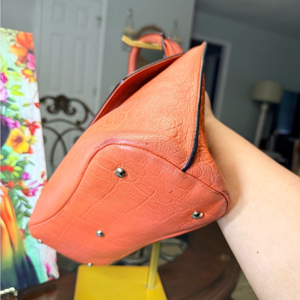 MCM Coral Satchel with Gold Bow Accent - Picture 5 of 15
